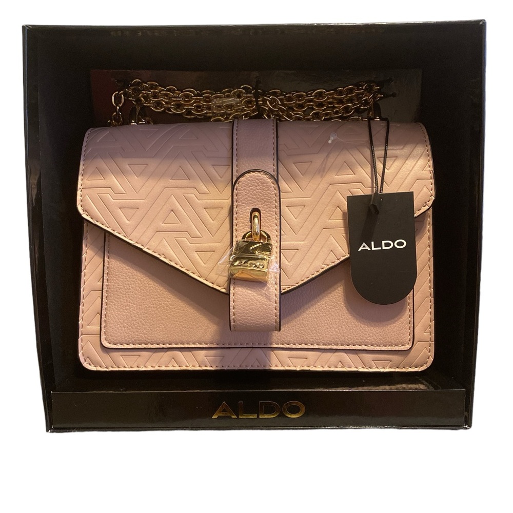 ALDO Light Pink Handbag Purse with Lock, Gold Chain and Hardware
